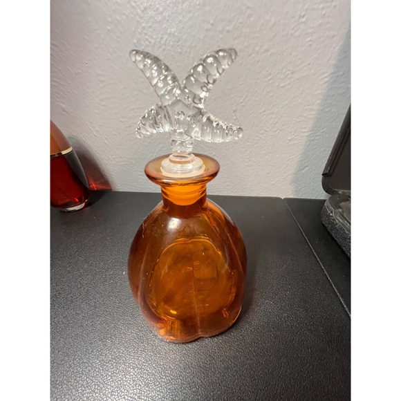 Other - Amber Glass Perfume Bottle with Clear Starfish Stopper Scalloped Base Decor